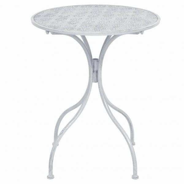Mesa y sillas bistró de jardín 3 piezas acero blanco grisáceo