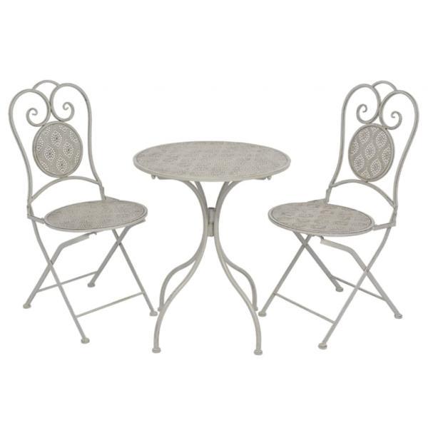 Mesa y sillas bistró de jardín 3 piezas acero gris_1