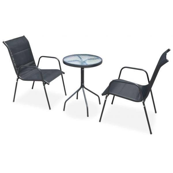 Mesa y sillas bistró de jardín 3 piezas acero negro_1