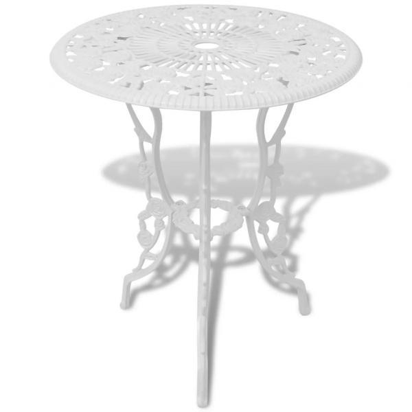 Mesa y sillas bistró de jardín 3 piezas aluminio fundido blanco