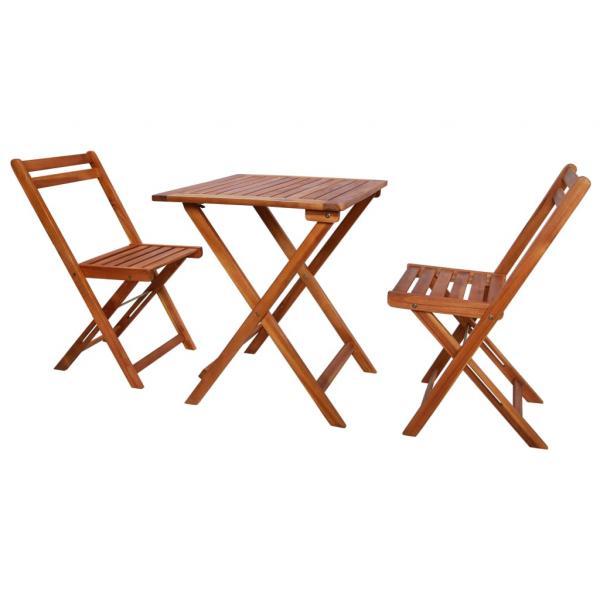 Mesa y sillas bistró plegables 3 pzas madera maciza de acacia_2