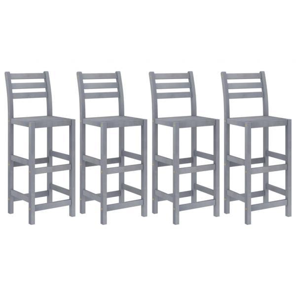 Mesa y sillas de bar de jardín 5 pzas gris madera maciza acacia