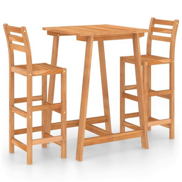Mesa y sillas de bar para jardín 3 pzas madera maciza de acacia