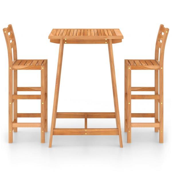Mesa y sillas de bar para jardín 3 pzas madera maciza de acacia