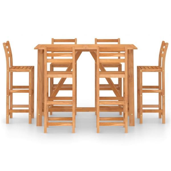 Mesa y sillas de bar para jardín 7 pzas madera maciza de acacia