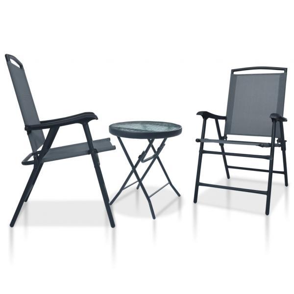 Mesa y sillas de bistró 3 piezas acero gris