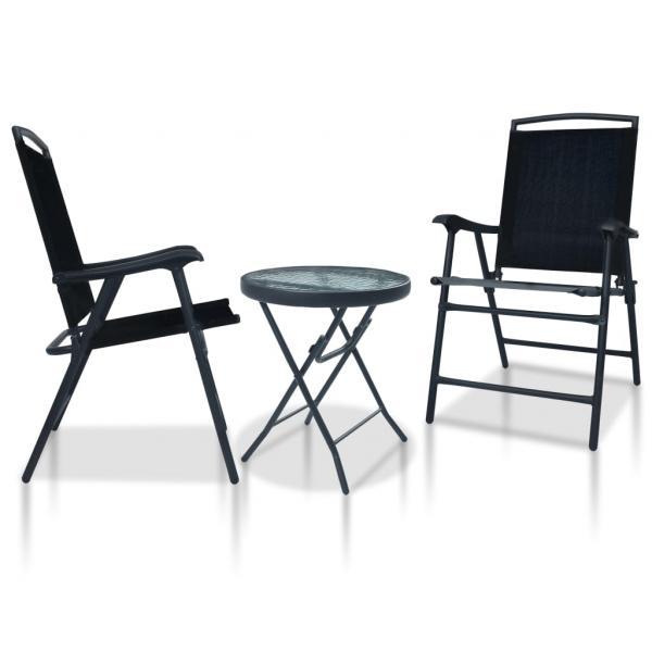 Mesa y sillas de bistró 3 piezas acero negro