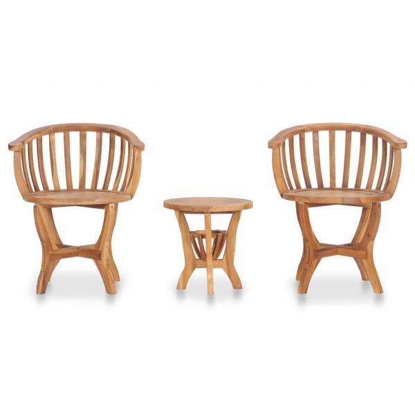 Mesa y sillas de bistró para jardín 3 pzas madera maciza teca