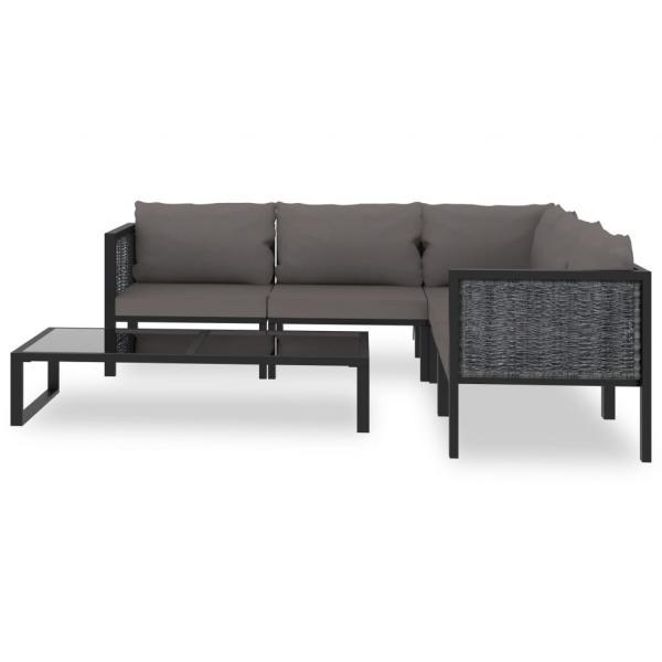 Muebles de jardín 6 pzas y cojines ratán sintético antracita_1