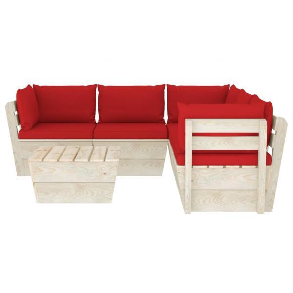 Muebles de jardín de palets 6 piezas y cojines madera de abeto _37