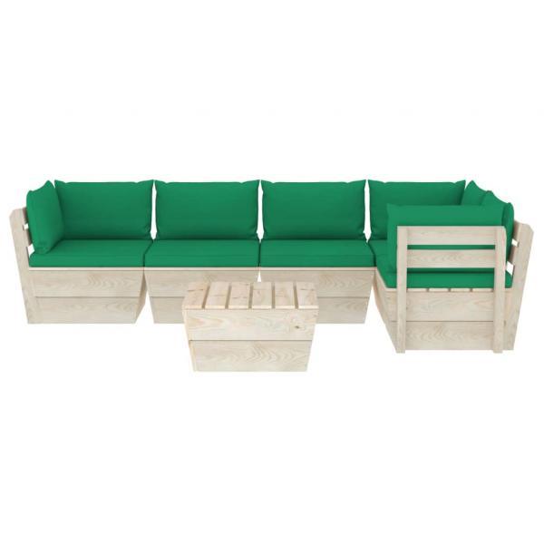Muebles de jardín de palets 6 piezas y cojines madera de abeto _69