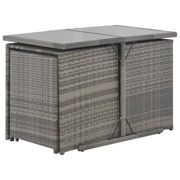 Set de comedor de jardín 7 pzs y cojines ratán sintético gris_1
