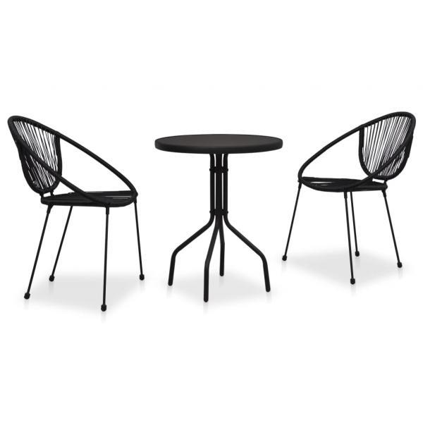 Set de mesa y sillas de jardín ratán de PVC negro