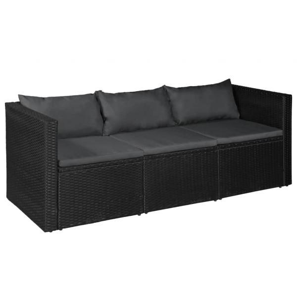 Set de muebles de jardín 4 pzas ratán sintético negro y gris