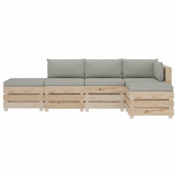 Set muebles de palés de jardín 5 pzas madera cojines gris taupe