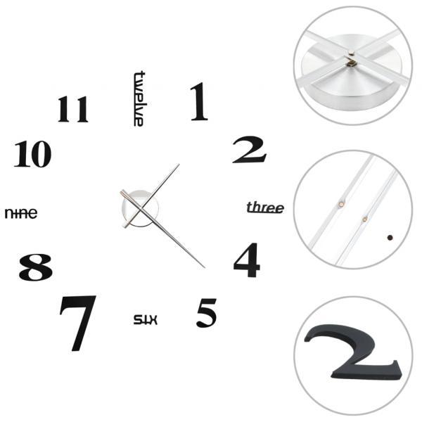 Reloj 3D de pared con diseño moderno 100 cm XXL negro