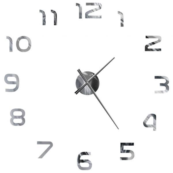 Reloj 3D de pared con diseño moderno 100 cm XXL plateado