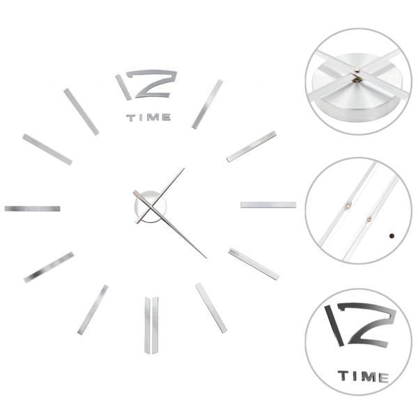 Reloj de pared 3D con diseño moderno 100 cm XXL plateado