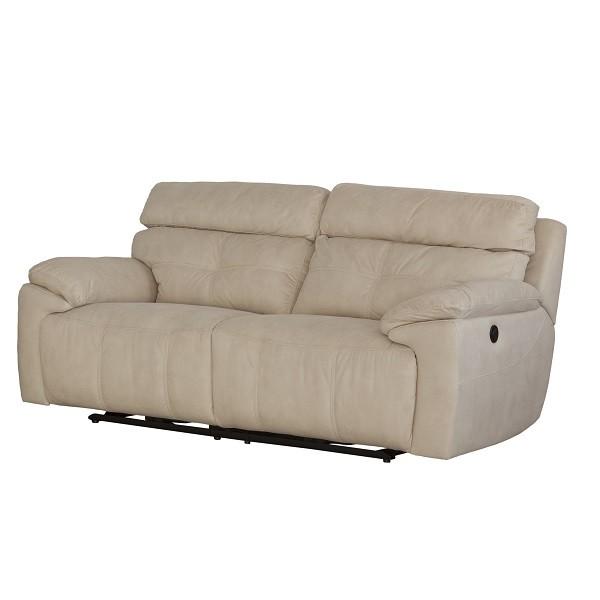 Gran sofá eléctrico de tres plazas tapizado en tela color marrón. l  Tifon.es Sofá relax eléctrico 3 plazas FERRARA, Beige