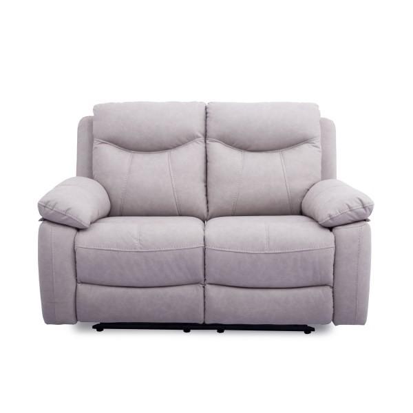 Sofa relax manual 2 plazas tapizado en tela plomo o cemento.