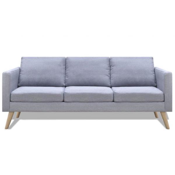 Sofá de 3 plazas de tela gris claro 
