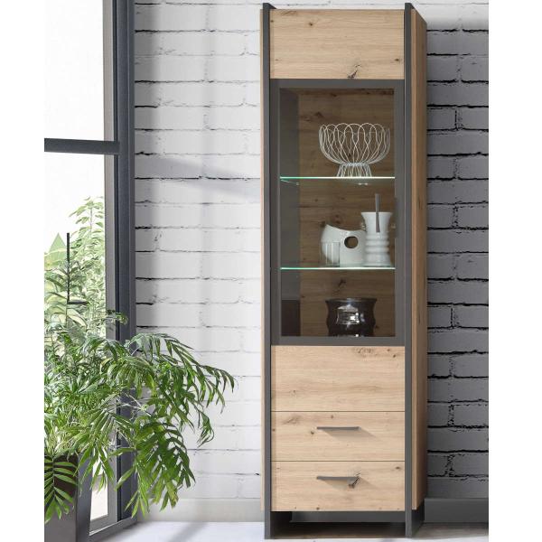 Vitrina 1 puerta cristal y 2 cajones   NECLUD