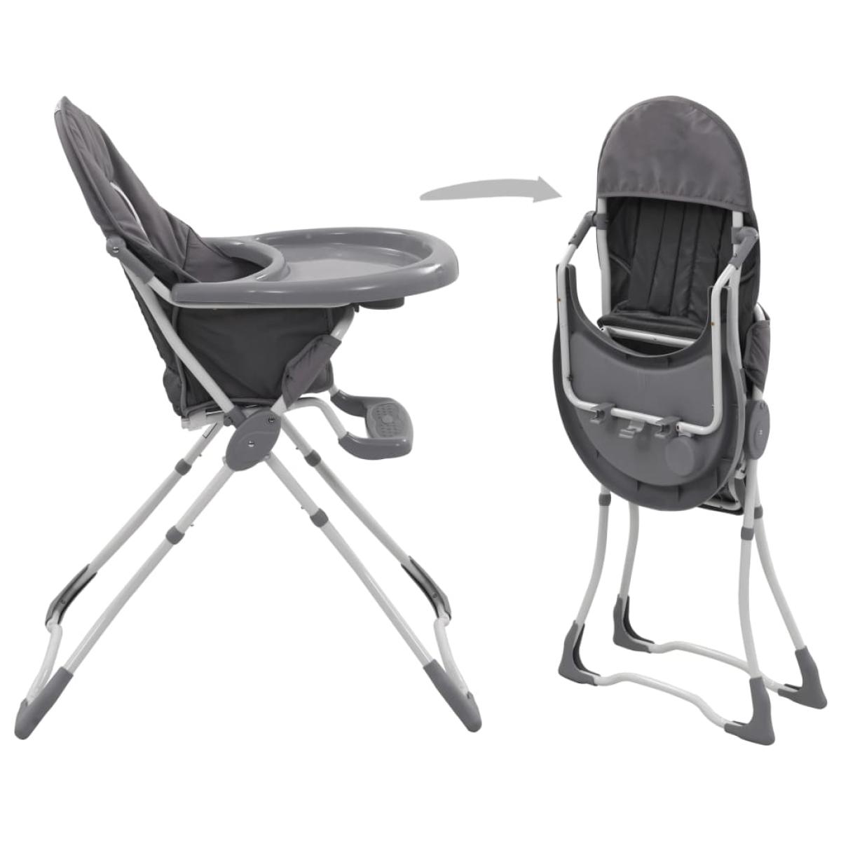 Trona de bebé gris y blanco 