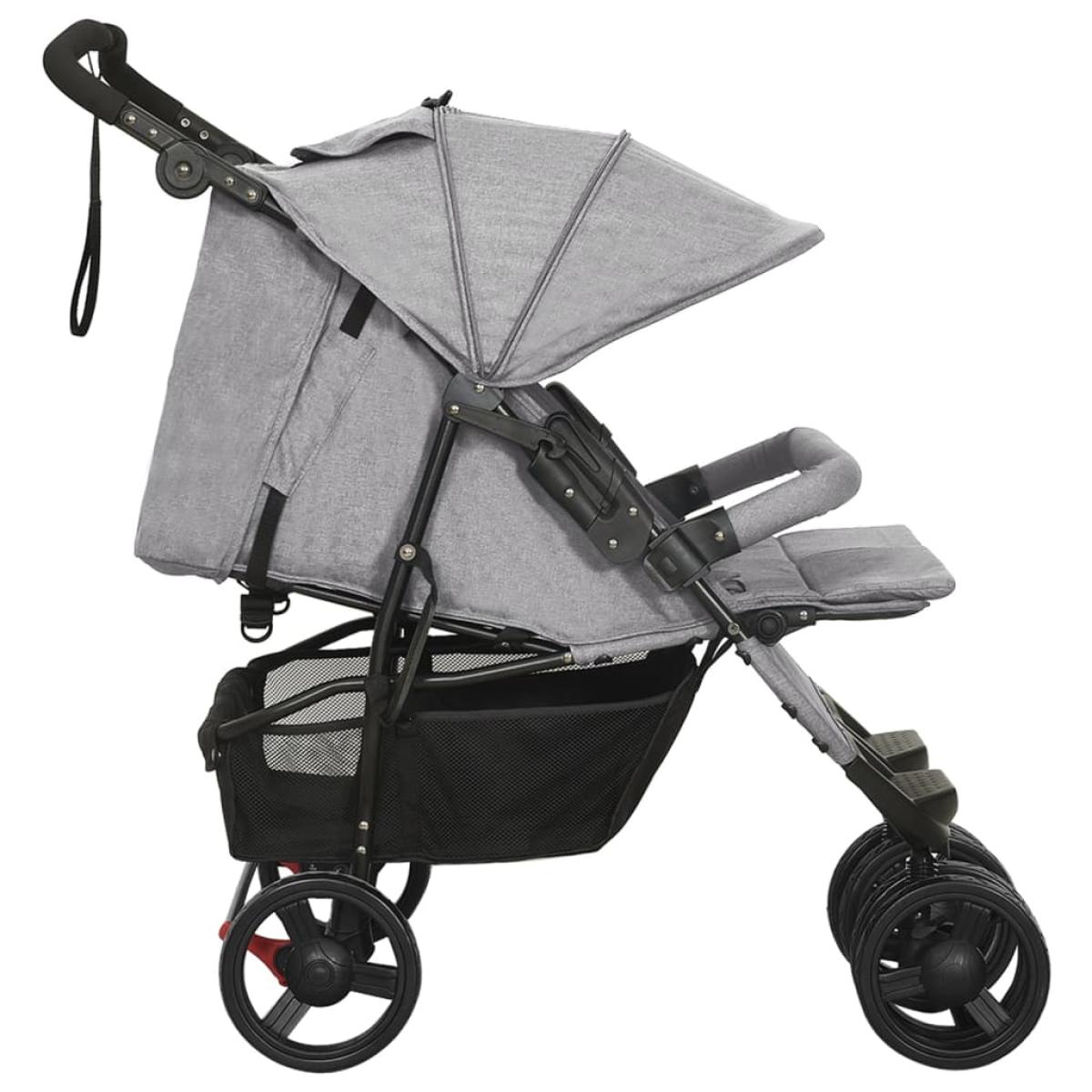 Carrito para gemelos de acero gris claro