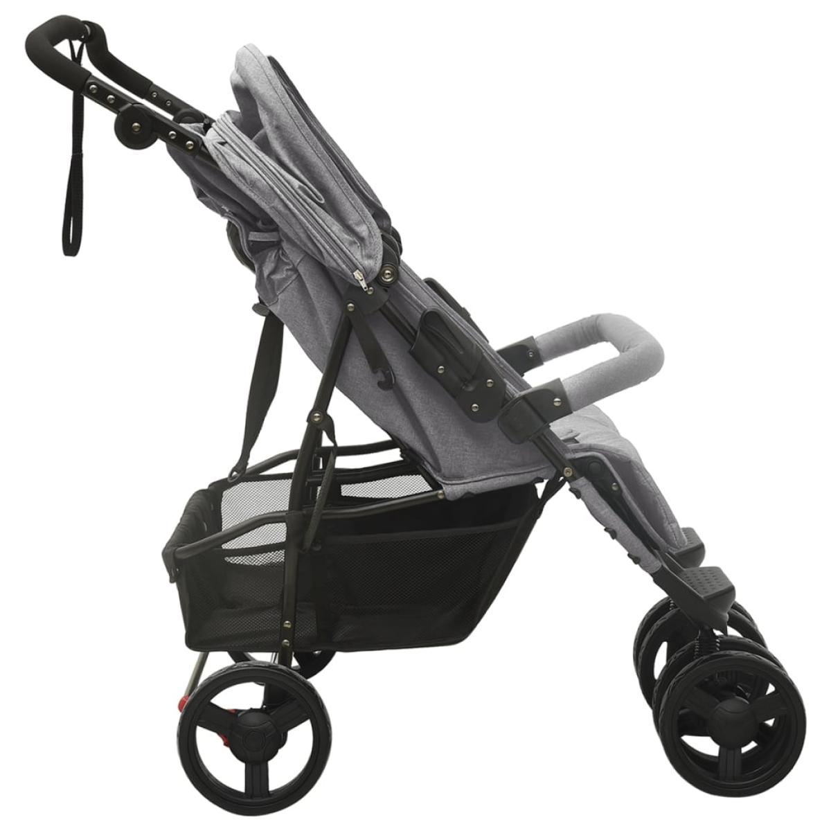 Carrito para gemelos de acero gris claro
