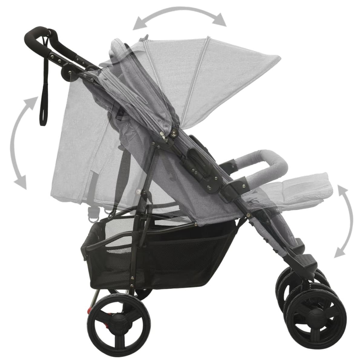 Carrito para gemelos de acero gris claro