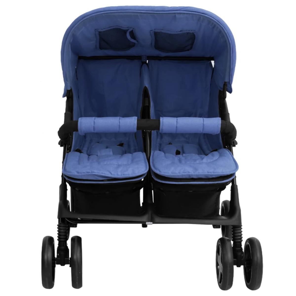 Carrito para gemelos de acero azul marino