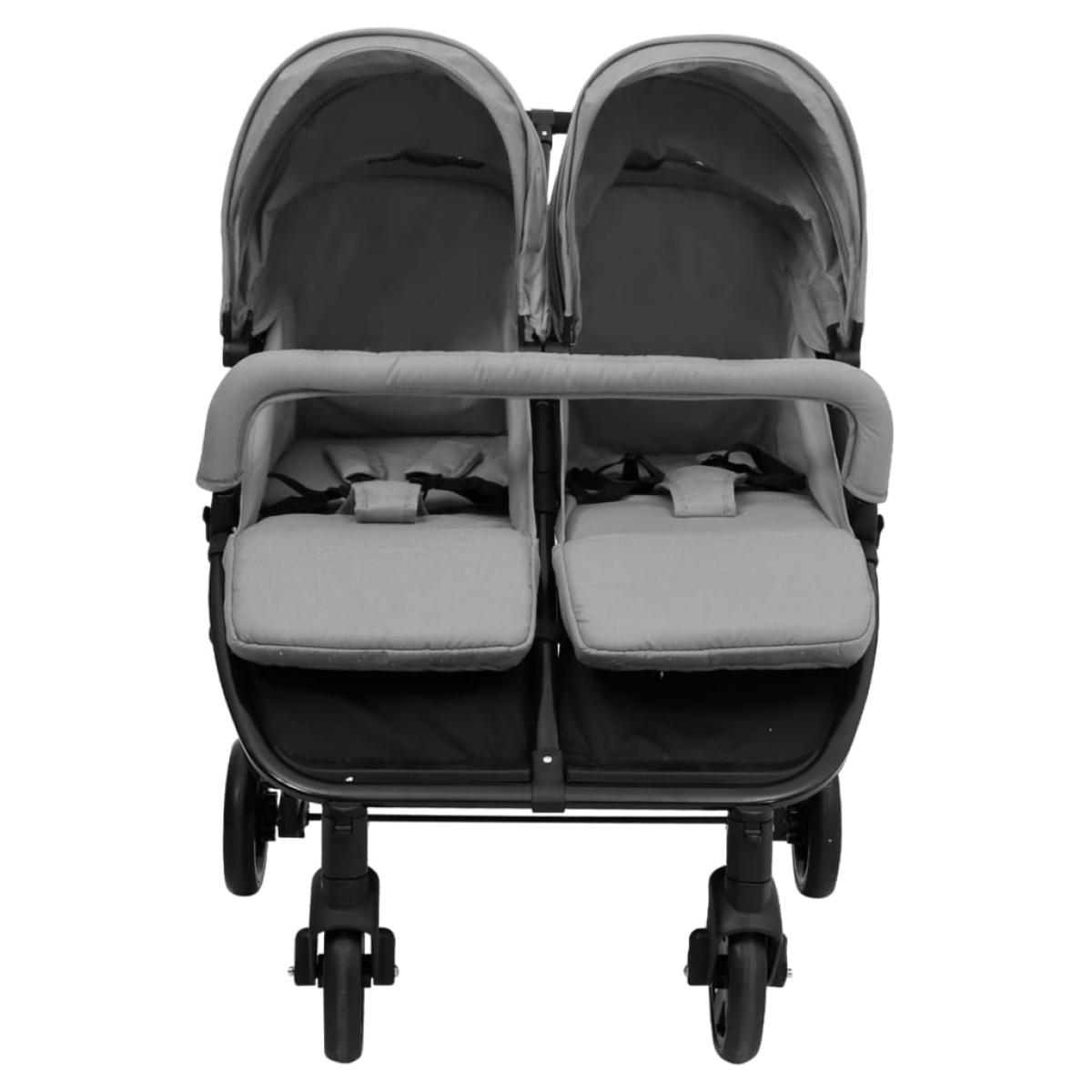 Carrito para gemelos de acero gris claro y negro