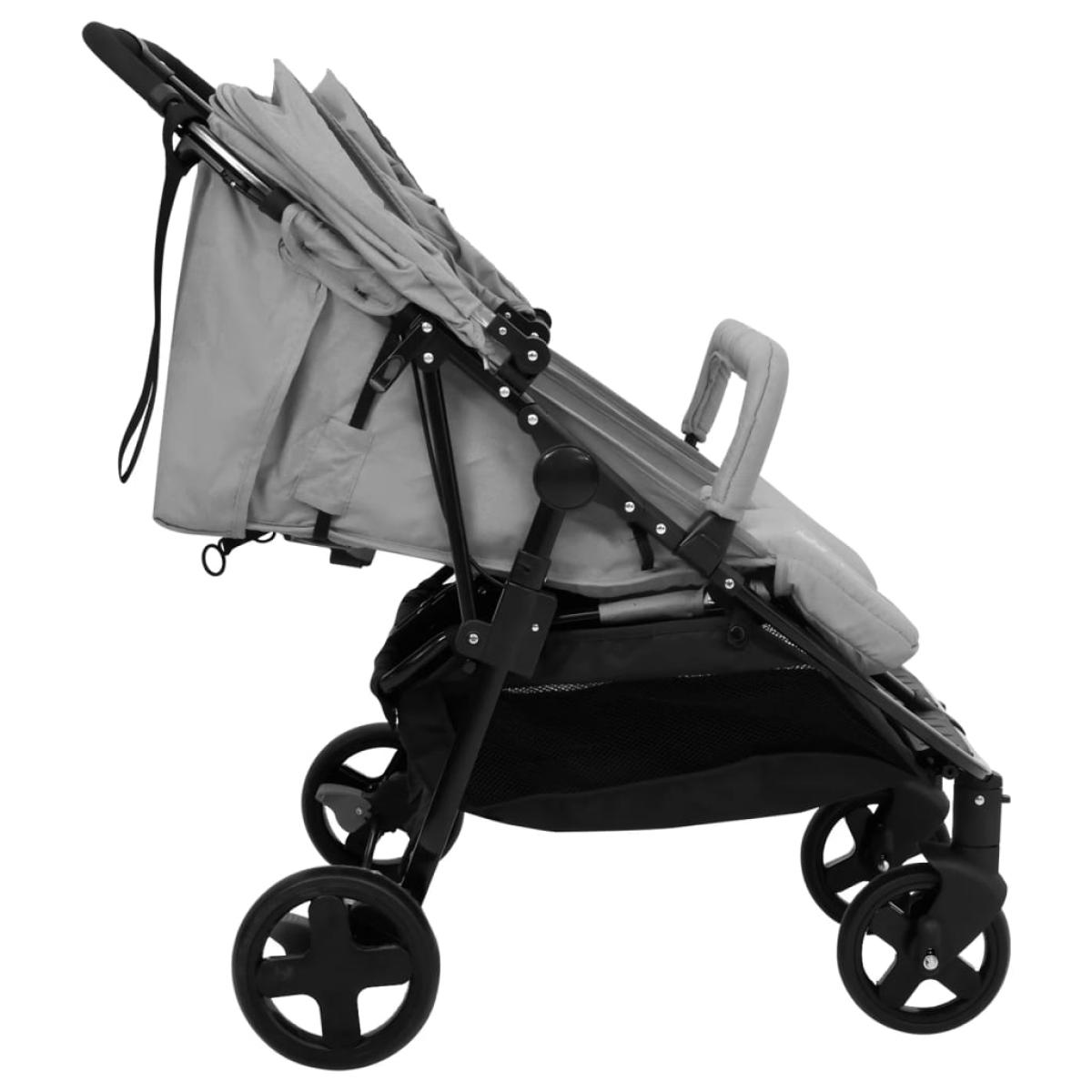 Carrito para gemelos de acero gris claro y negro
