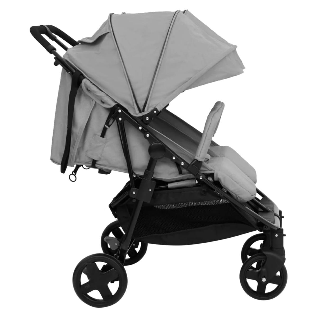 Carrito para gemelos de acero gris claro y negro