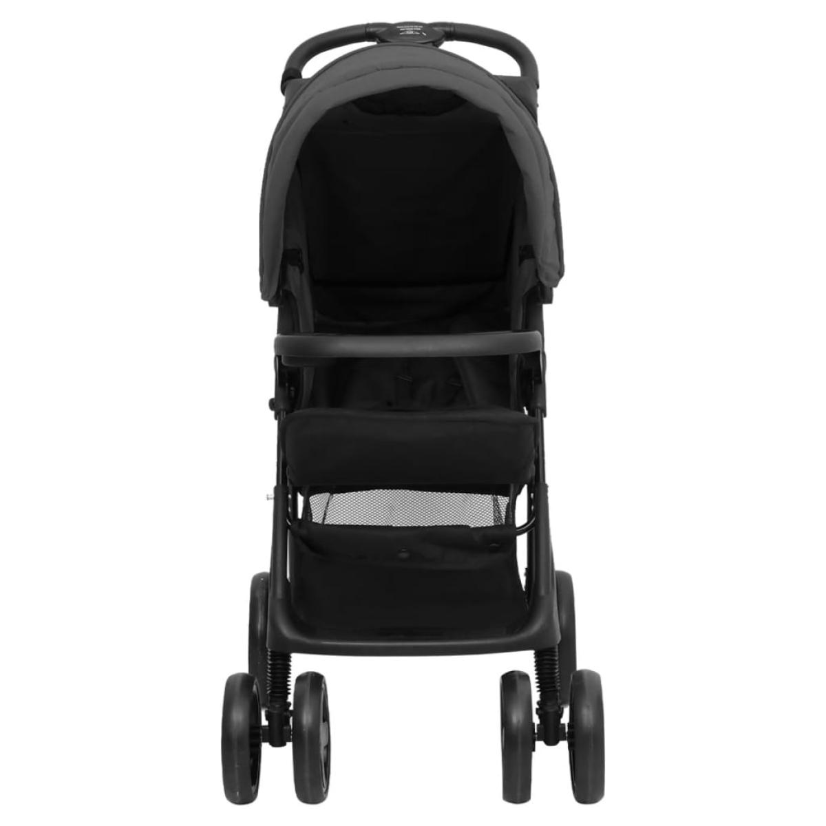 Carrito de bebés 2 en 1 de acero gris oscuro y negro