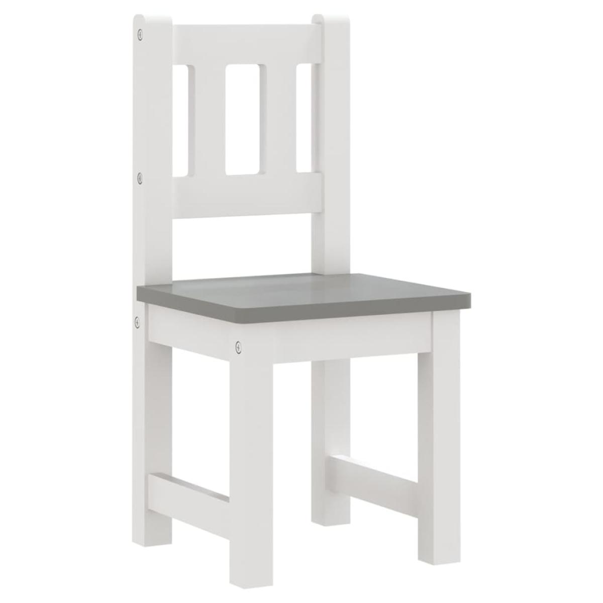 Mesa y silla infantil 3 pzas MDF blanco y gris