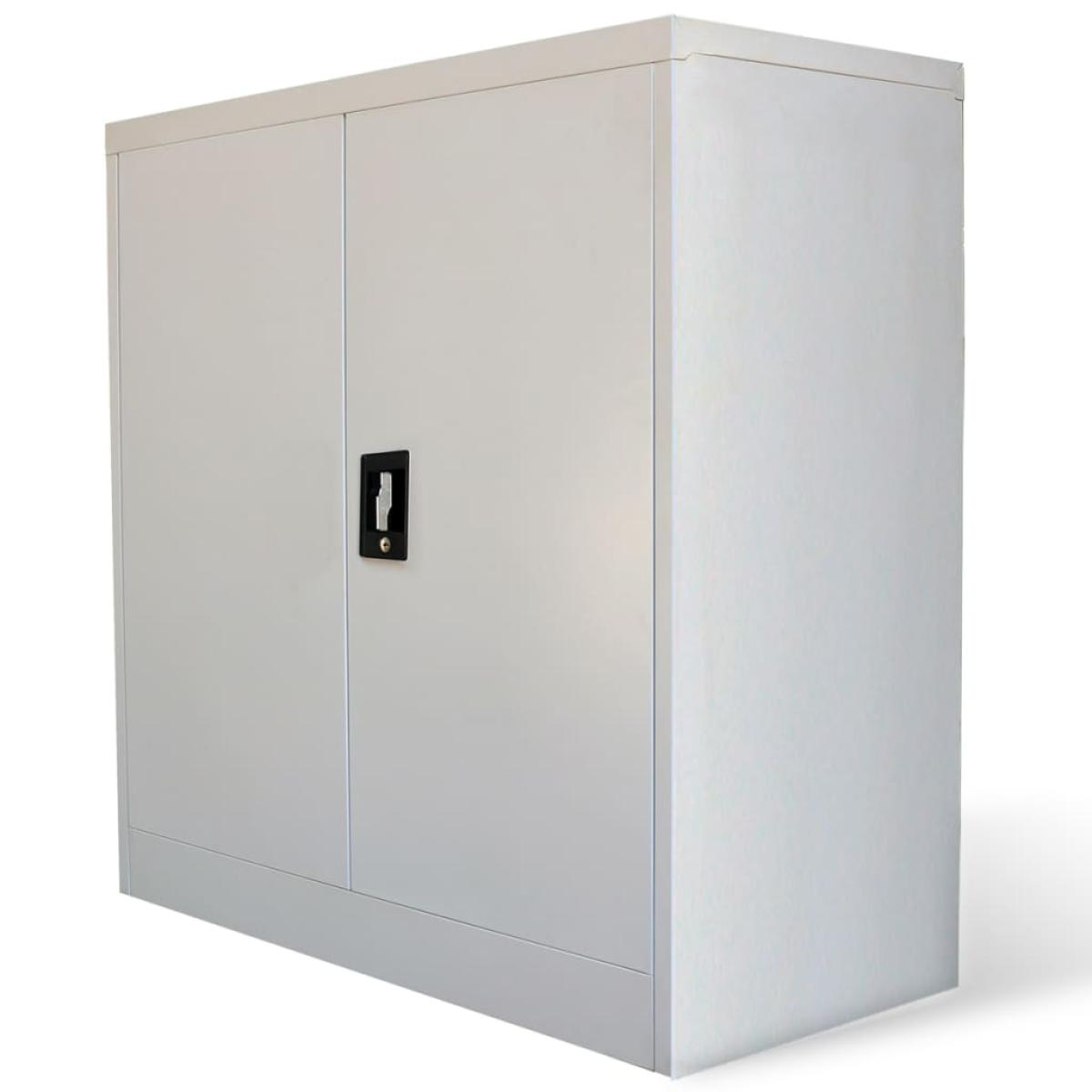 Armario de oficina 2 puertas 90 cm acero gris