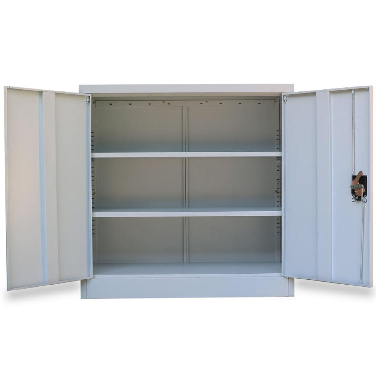 Armario de oficina 2 puertas 90 cm acero gris