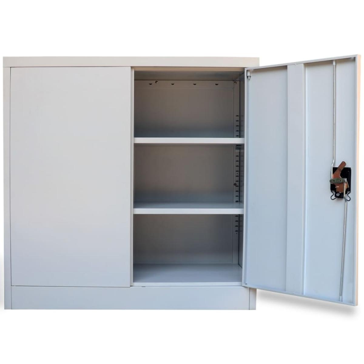 Armario de oficina 2 puertas 90 cm acero gris