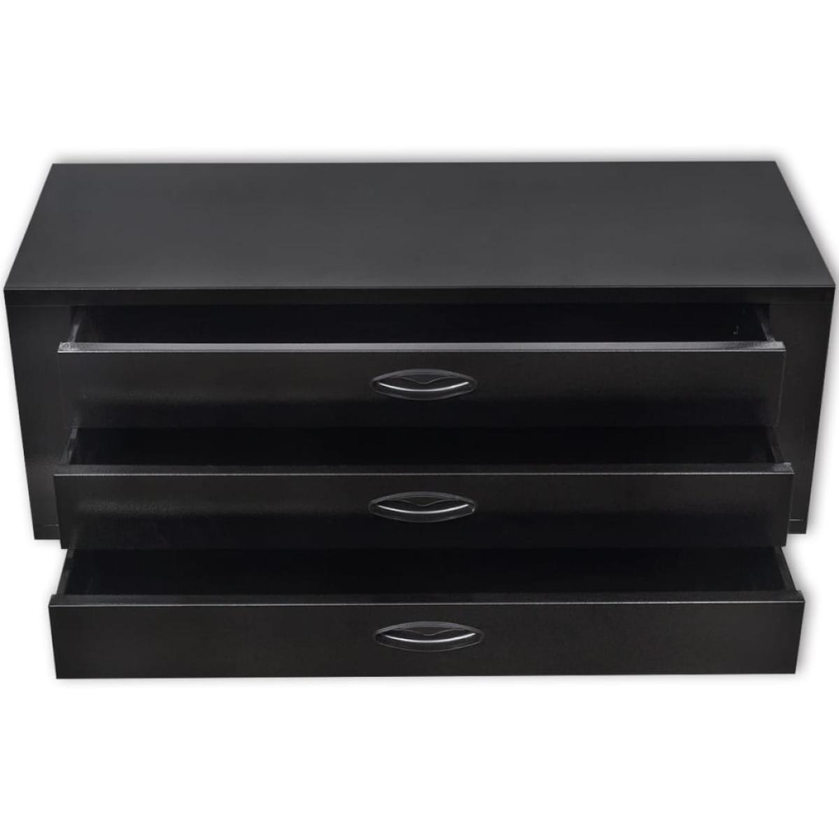 Cajón de herramientas de metal con 3 cajones negro