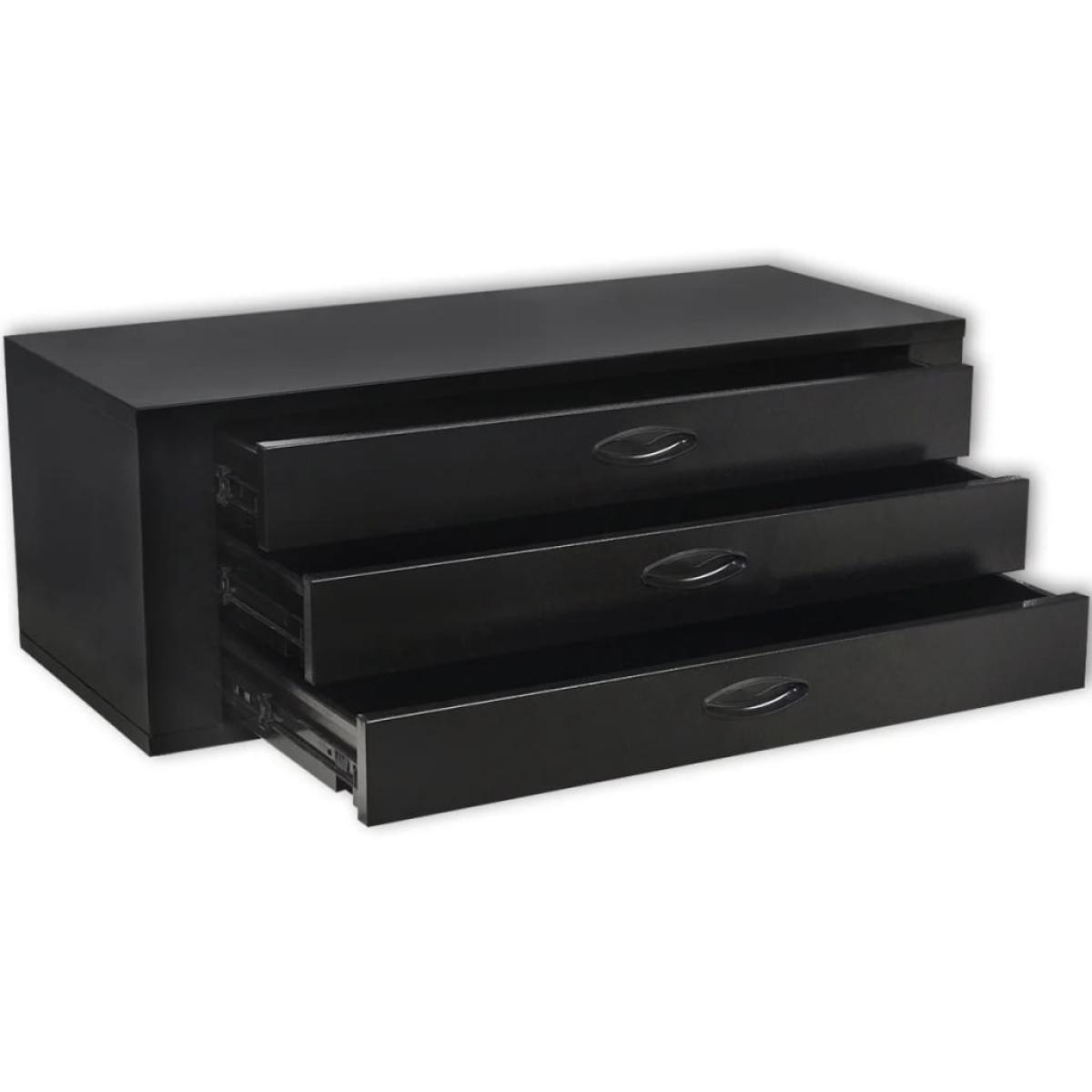 Cajón de herramientas de metal con 3 cajones negro