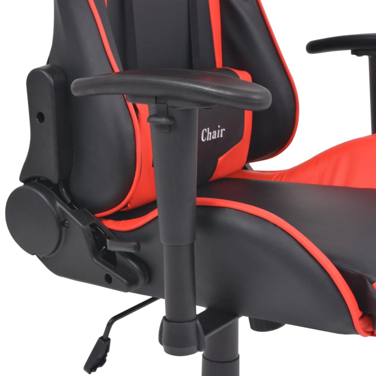 Silla de escritorio reclinable Racing de cuero artificial roja