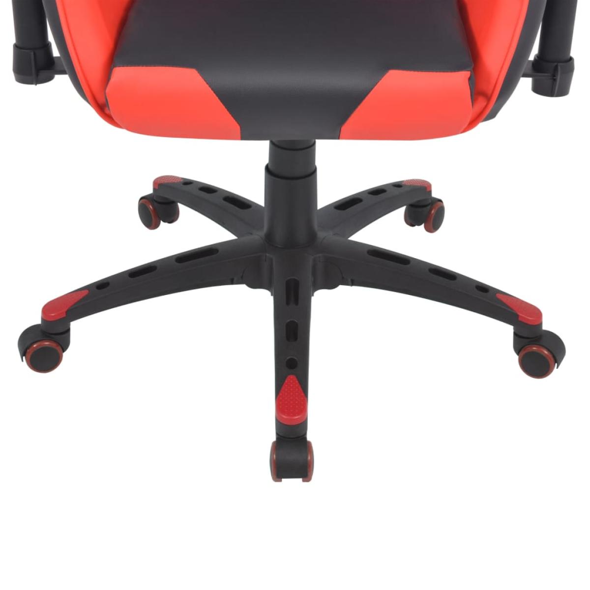 Silla de escritorio reclinable Racing de cuero artificial roja