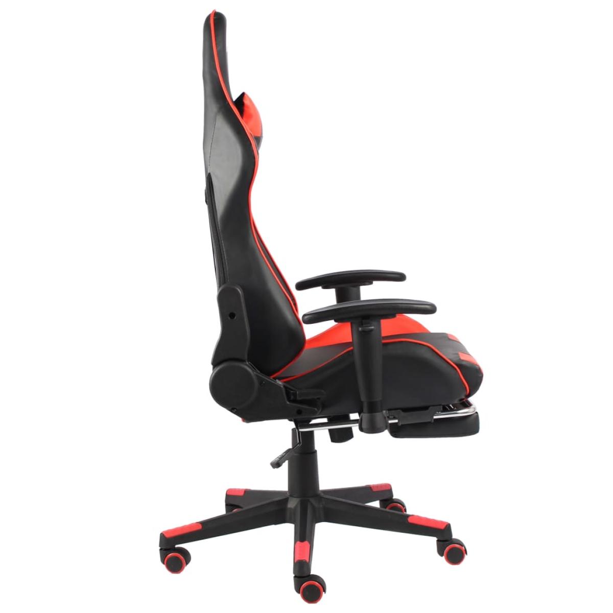 Silla gaming giratoria con reposapiés PVC rojo