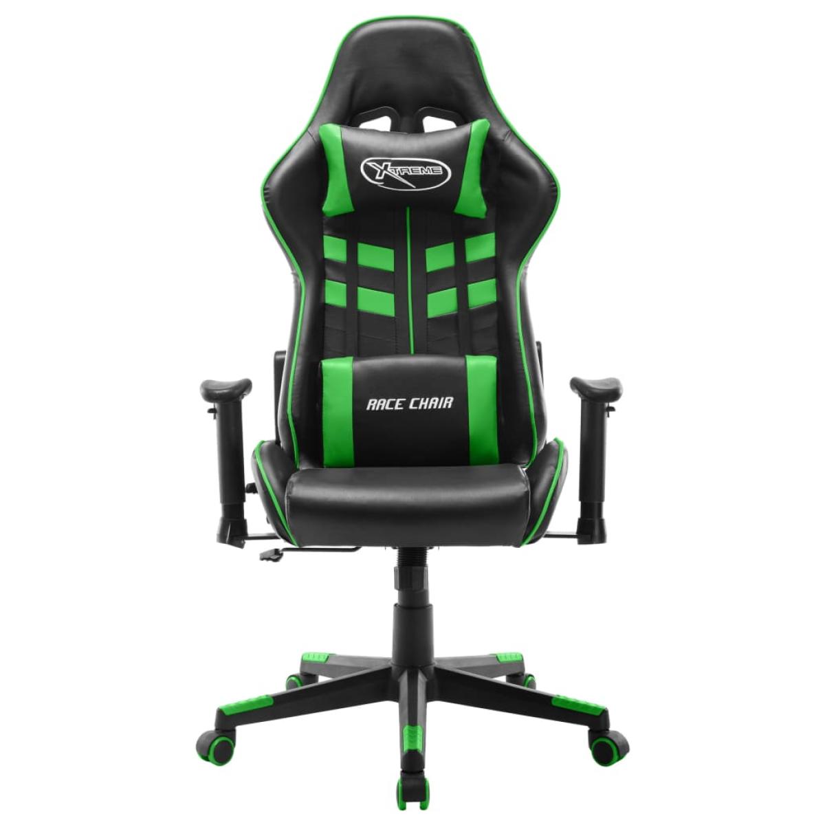 Silla de gaming de cuero sintético negro y verde