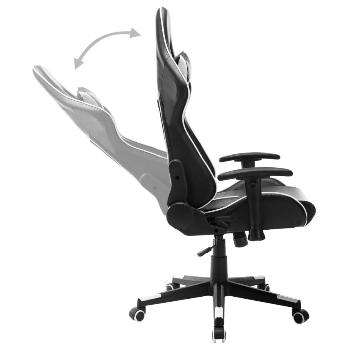 Silla de gaming de cuero sintético negro y blanco