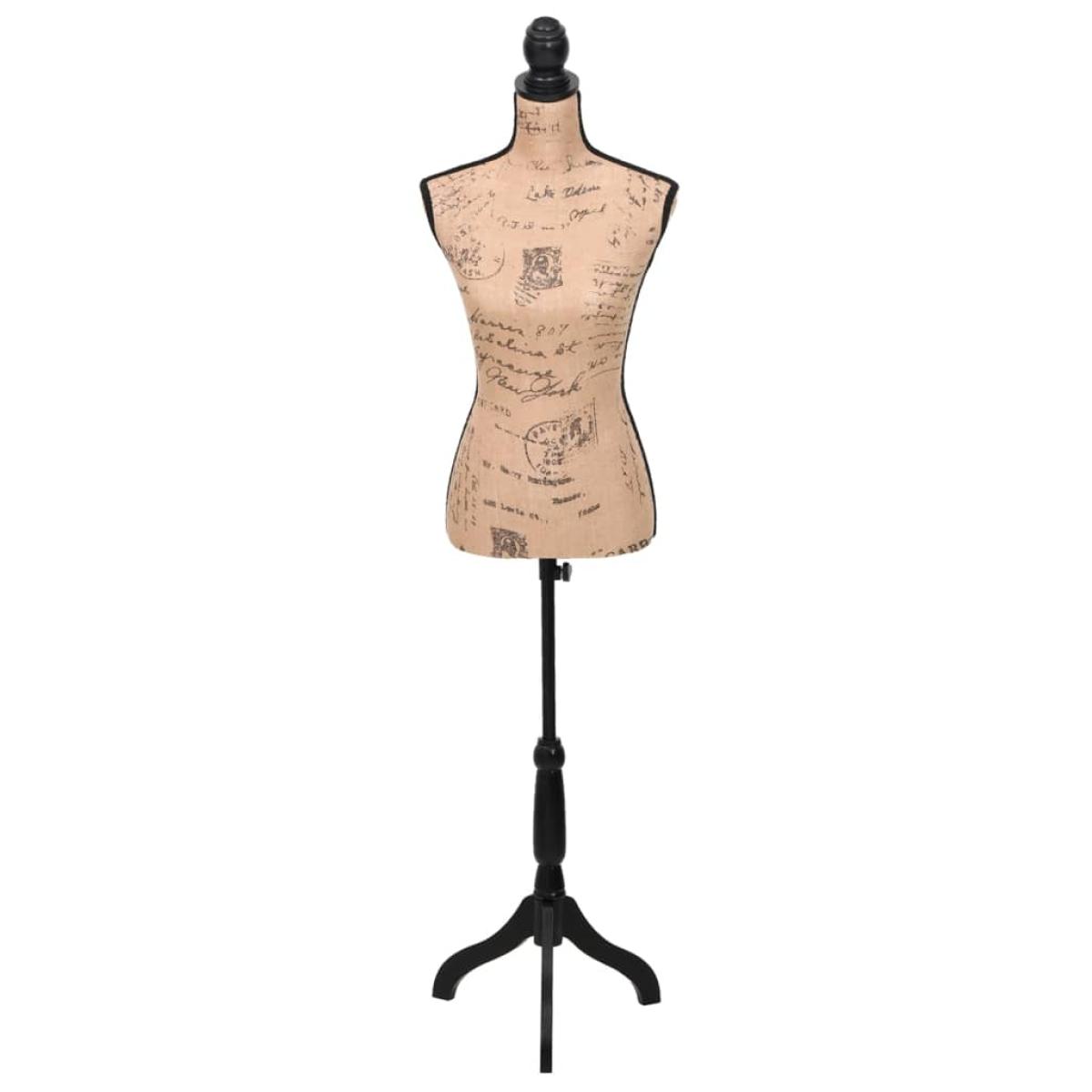 Maniquí de busto de mujer de yute marrón y negro  