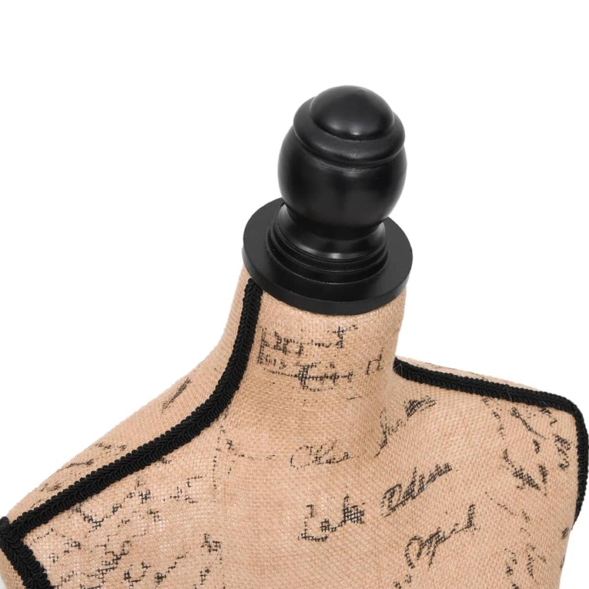 Maniquí de busto de mujer de yute marrón y negro  