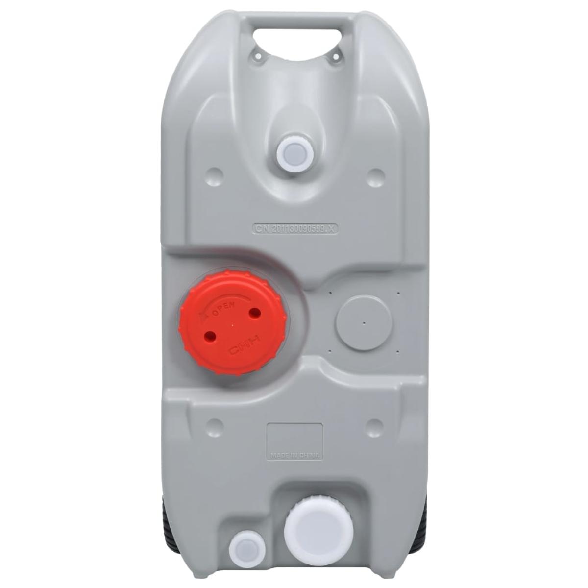 Depósito de agua con ruedas para camping gris 40 L