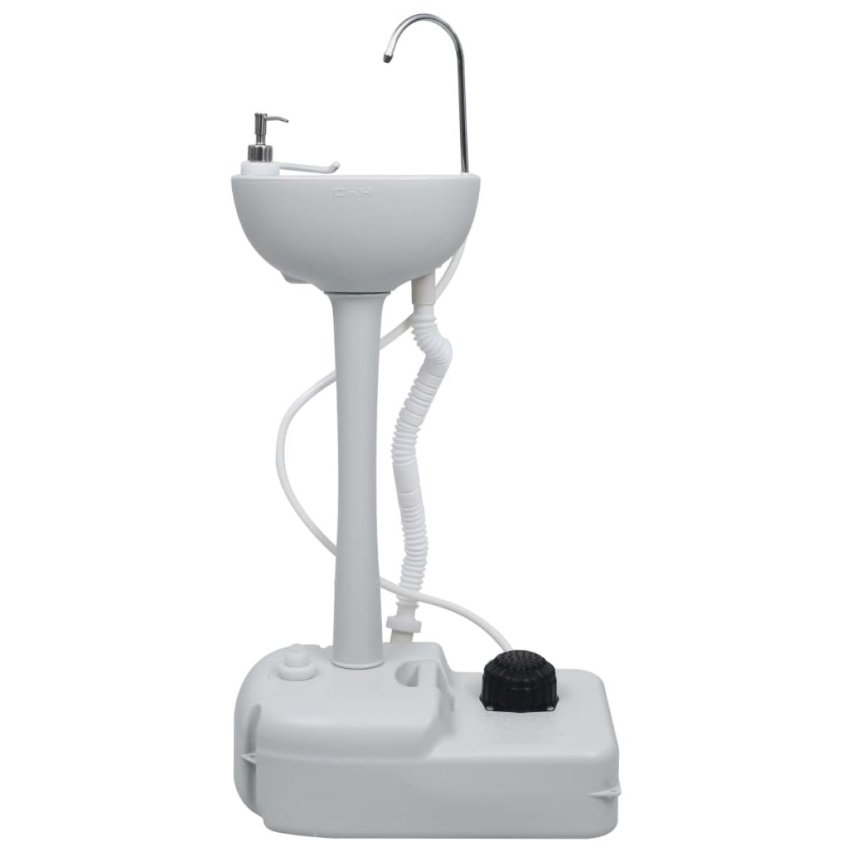 Lavabo portátil con pedestal para camping gris 20 L